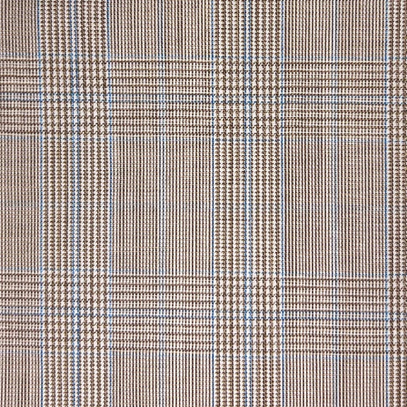 Cotton Men Blazers for Casual Office Wear​ Brown With Blue Prince Of Wales Glen Plaid