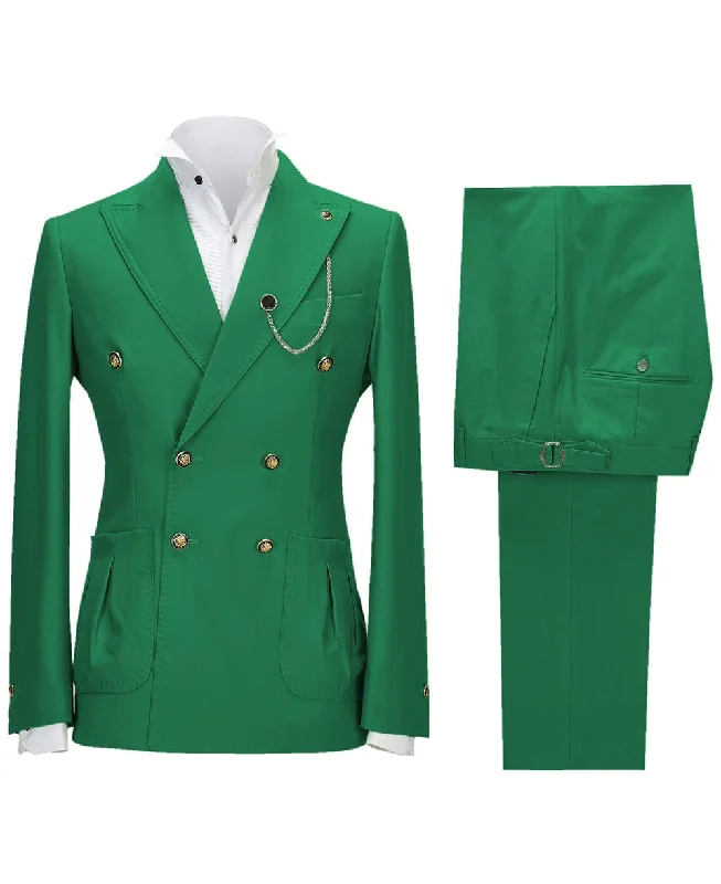 Men Blazers for Mountain Weddings in Warm and Rustic Styles​ 2 Pieces Double Button Peak Lapel Men Suit（BLazer+Pants）