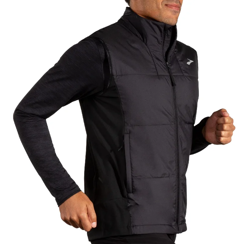 Plus Size Men's Striped Vest in Black and White for a Retro - Inspired Look Brooks Men's Shield Hybrid Vest 3.0