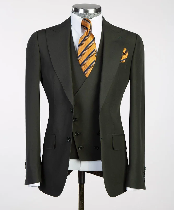  Men’s Classic 3-piece Black Suit