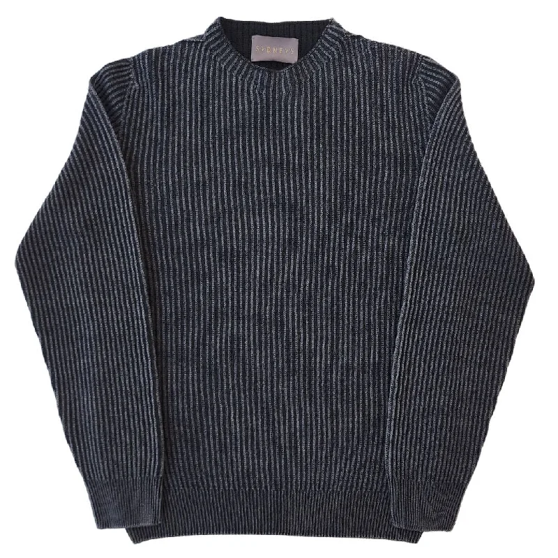 Shawl - Lapel Men Blazers for a Formal Occasion​ Navy/ Grey Reversible Ribbed Knit Sweater