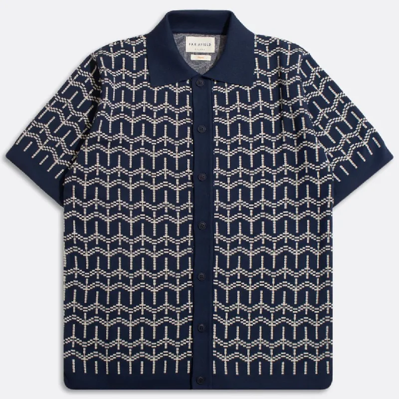 Men Blazers with African - Inspired Patterns for a Rich Heritage Look​ Navy Iris Palm Tree Zigger Cardigan