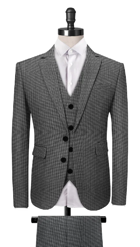 Men Blazers with Welt Pockets for a Sleek Look​ Silver Birsdeye 3-Piece Suit