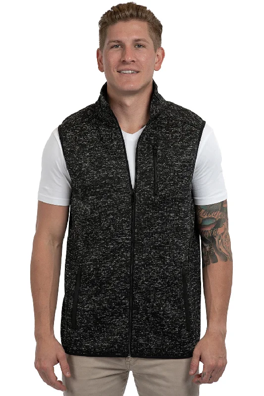 Men's Sleeveless Puffer Vest in Red for a Bold and Stylish Statement Burnside Mens Sweater Knit Full Zip Vest - Heather Black