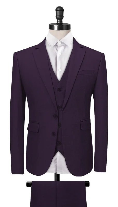 Men Blazers for Business Trips in Travel - friendly and Wrinkle - Free Fabrics​ Purple 3-Piece Suit