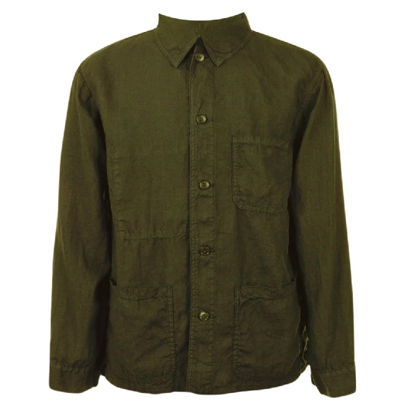 Men Blazers for Music Festivals in Bohemian and Casual Styles​ Olive Hemp Coverall Chore Jacket