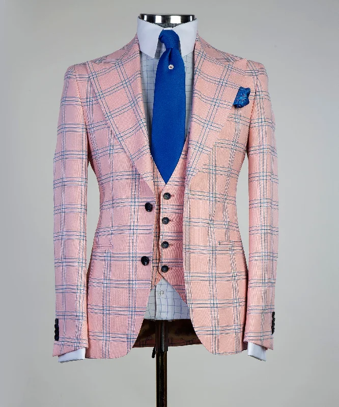 Leather Men Blazers for a Rock - n - Roll Vibe​ Casual Plaid Suit