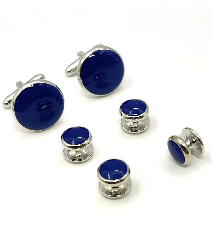 Men Blazers for Beach Weddings in Linen and Casual Styles​ Lapis Blue Formal Stud and Cufflink Set
