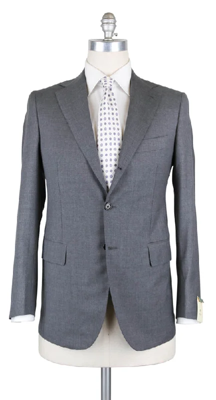Cashmere Men Blazers in Luxury Styles​ Luigi Borrelli Gray Suit - 44 US / 54 EU