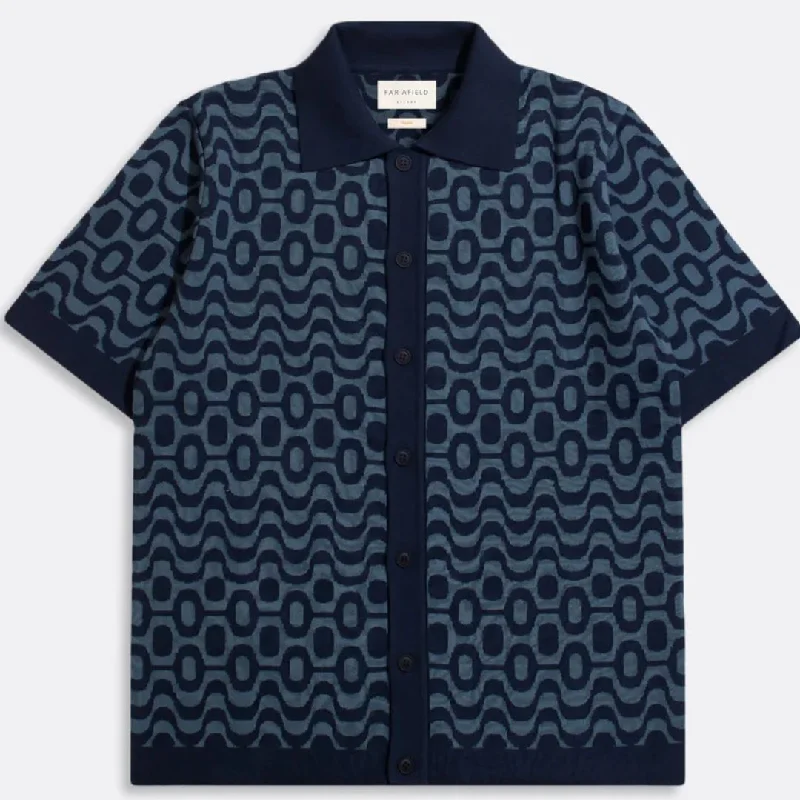 Men Blazers with Japanese - Inspired Prints for an Oriental Style​ Navy Iris Copacabana Zigger Cardigan