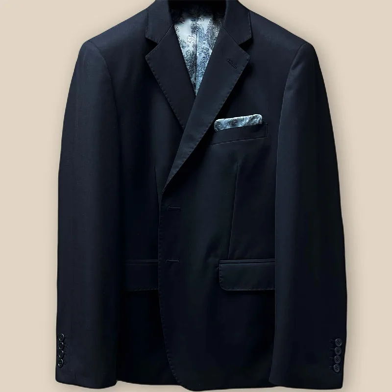 Men Blazers for Sporting Events in Team - Color - Inspired Styles​ Vitale Barberis Canonico Black Solid Wool-Mohair Men's Suit