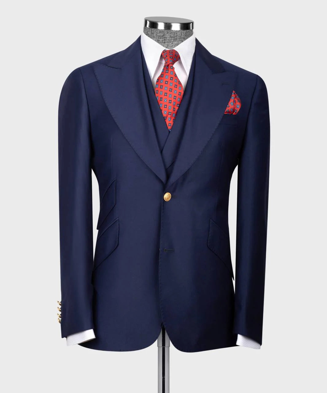 Men Blazers with Patch Pockets for a Casual Aesthetic​ Navy Wool Suits Men With Gold Button