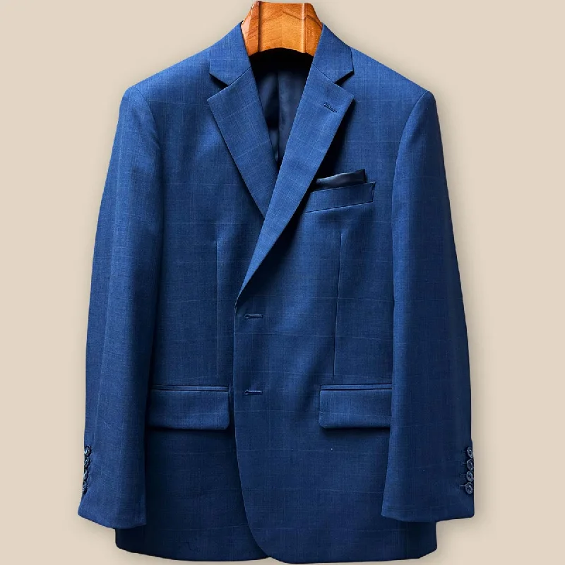 Men Blazers for Cycling Tours in Wind - Resistant and Comfortable Fabrics​ Vitale Barberis Canonico Navy Windowpane Men's Suit