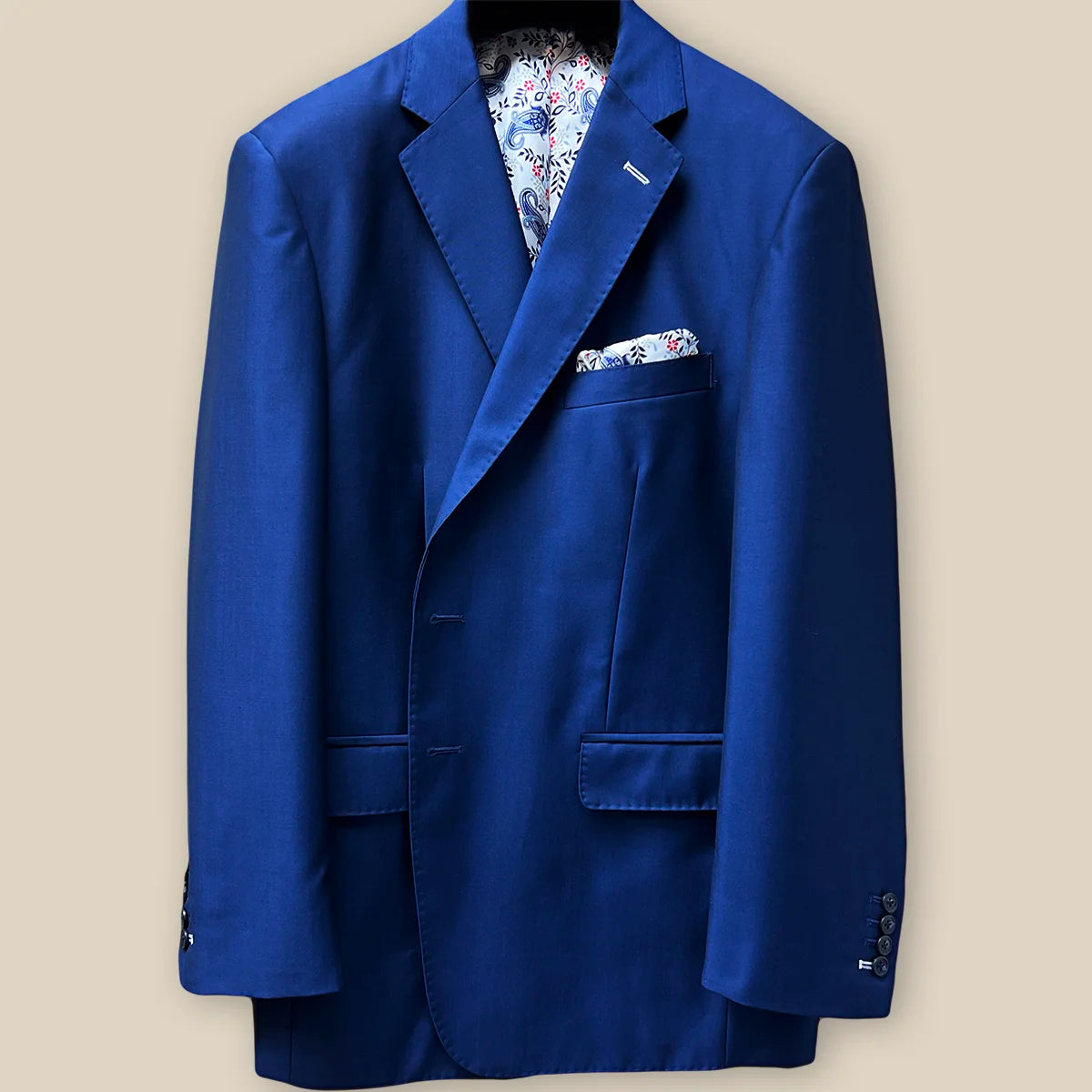 Cotton Men Blazers for Casual Office Wear​ Vitale Barberis Canonico Royal Navy Blue Sharkskin Wool-Mohair Men's Suit