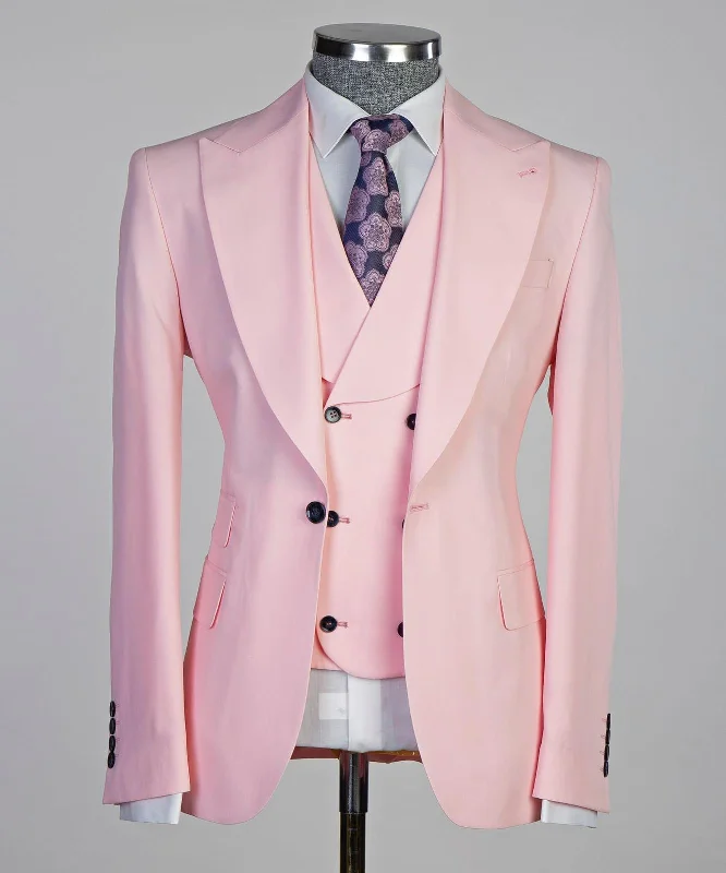  Classic Men's Light Pink Business Suit