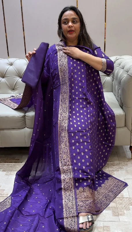 Men Blazers with Valentine's Day - Inspired Prints for Romantic Occasions​ SILK BANARASI UNSTITCHED SALWAR SUITS - IHA 21412
