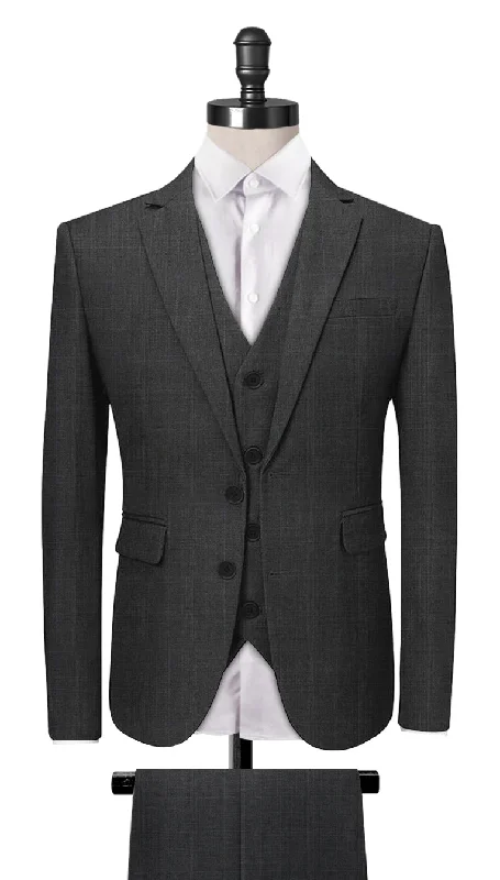 Men Blazers with Japanese - Inspired Prints for an Oriental Style​ Dark Grey Prince Of Wales 3-Piece Suit