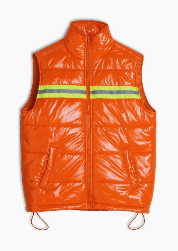 Men's Wool - Blend Vest in Charcoal with a Button - Down Front for a Formal Touch Men's Zip-Up Puffer Vest In Orange Men's Wool - Blend Vest in Charcoal with a Button - Down Front for a Formal Touch Men's Zip-Up Puffer Vest In Orange