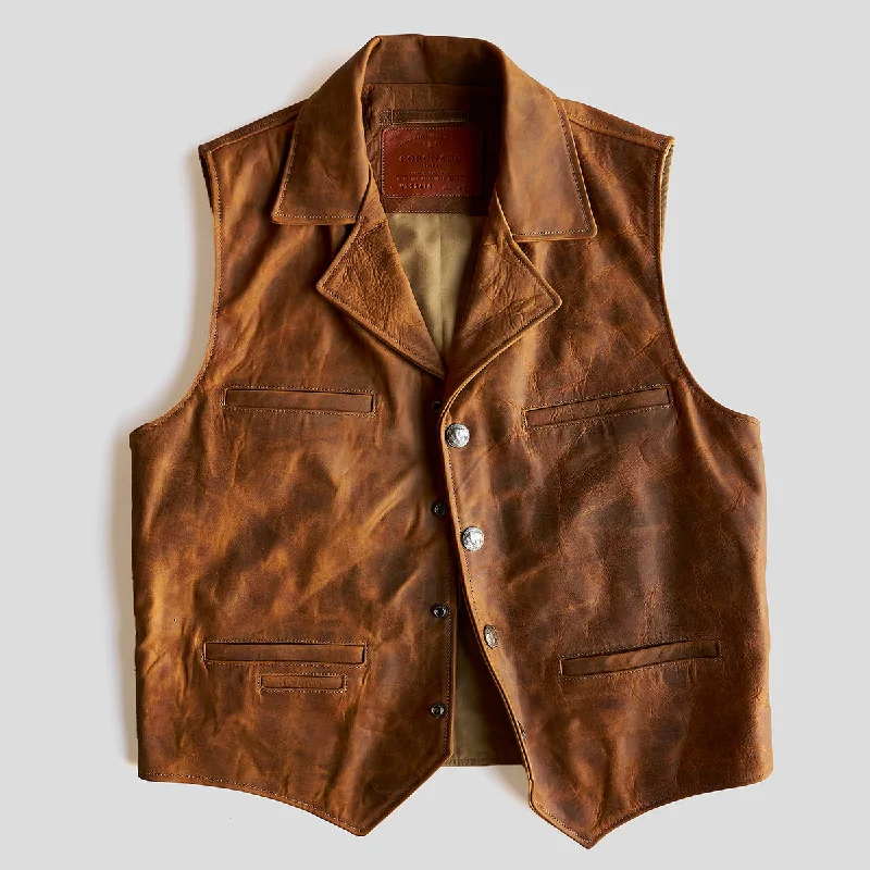 Men's Quilted Down Vest in Black for Extreme Winter Warmth No.39 Indy Bison Ranchers Vest | Saddle Tan (NEW)