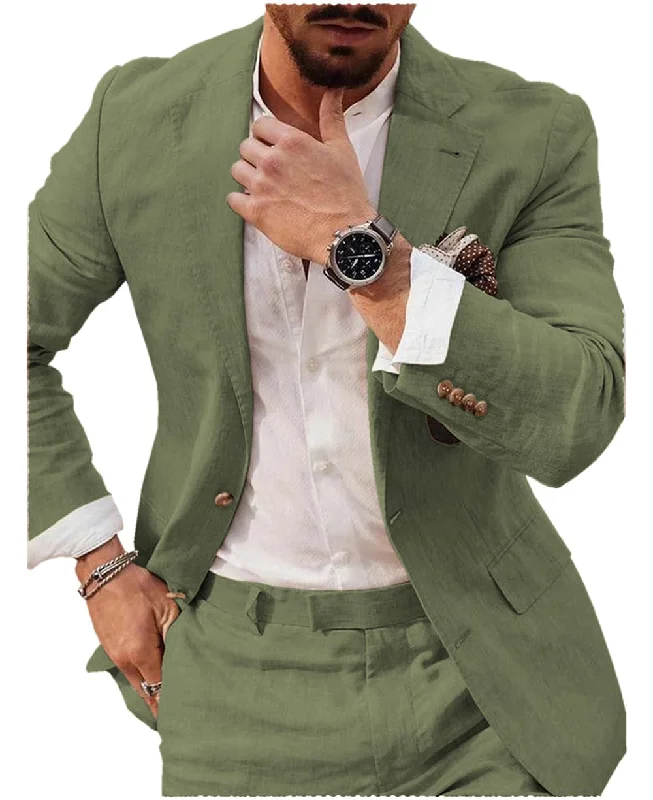 Men Blazers for Company Outings in Casual yet Presentable Styles​ Men Suit 2 Pieces Double Buttons Notch Lapel Blazer (Blazer+Pants)