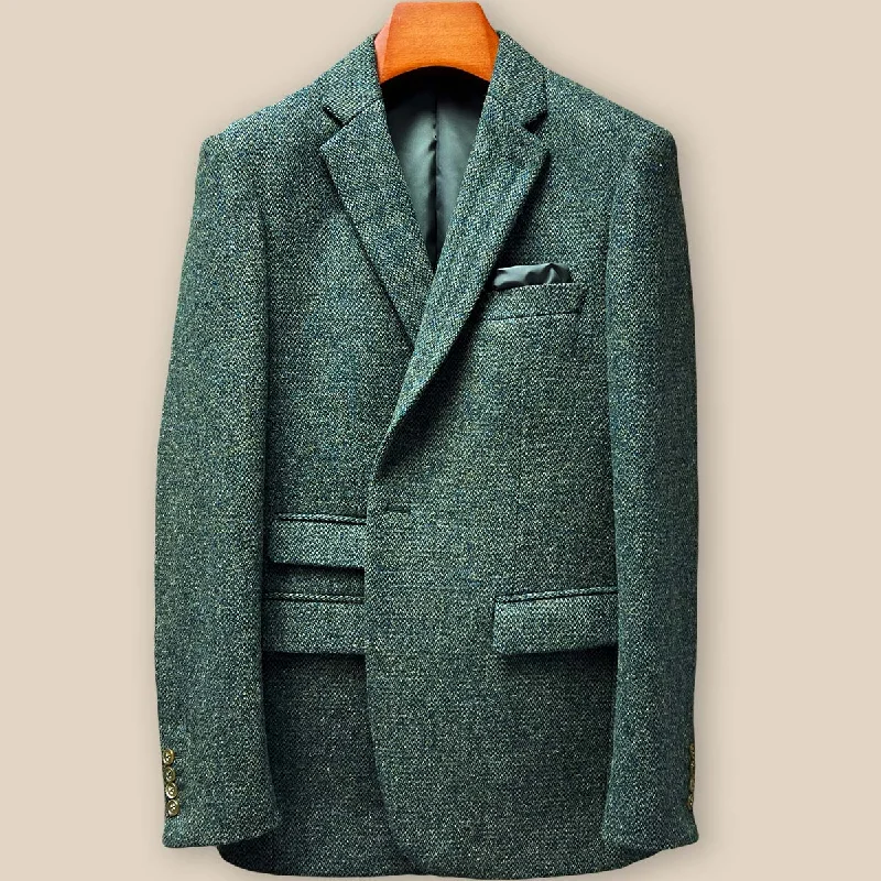 Men Blazers for Barbecues in Laid - back and Comfortable Styles​ Westwood Hart Sage Green Self Textured Tweed Men's Suit