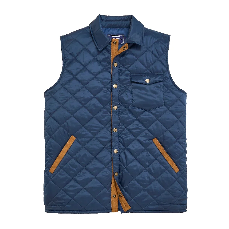 Men's Quilted Down Vest in Black for Extreme Winter Warmth Braswell Vest - Blue Indigo