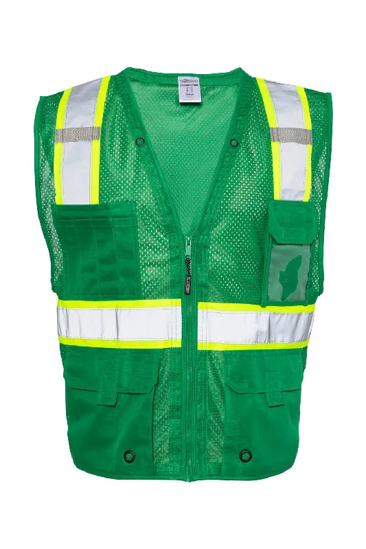 Men's Canvas Vest with Multiple Pockets in Olive for Practicality Kishigo Mens EV Series Enhanced Visibility Multi Pocket Mesh Vest - Green/Lime Green