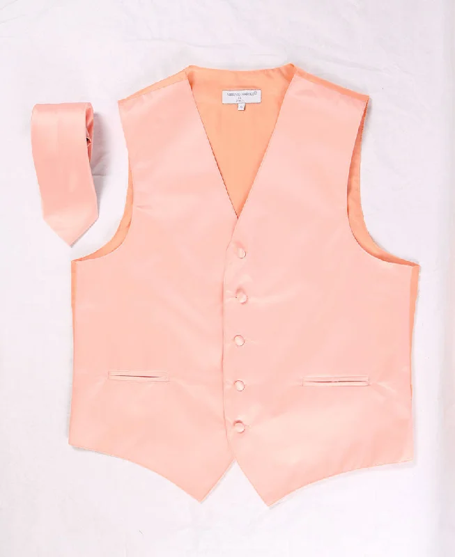Men's Twill Vest in Burgundy with a Stand - Up Collar for a Sophisticated Look Men's Peach Satin Vest with Necktie Men's Twill Vest in Burgundy with a Stand - Up Collar for a Sophisticated Look Men's Peach Satin Vest with Necktie