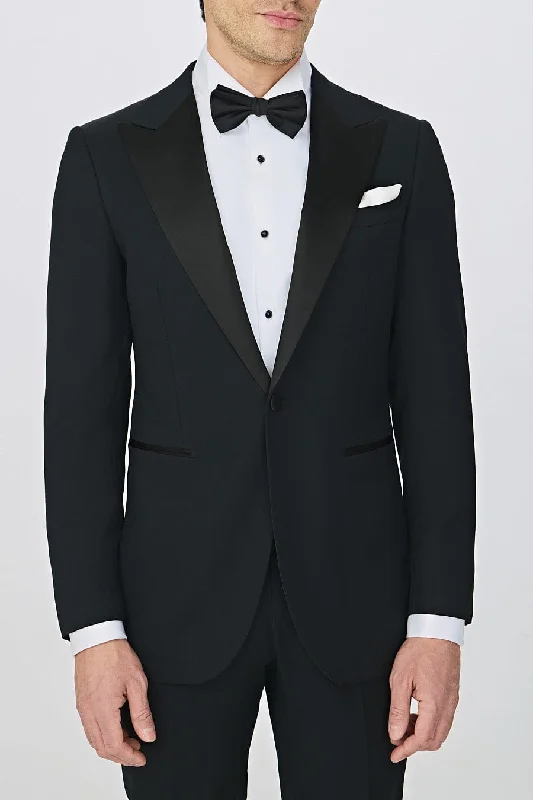 Men Blazers for Prom in Stylish and Trendy Designs​ 2 Piece Black Business Peak Lapel Single Button Men's Suit (Blazer+Pants)