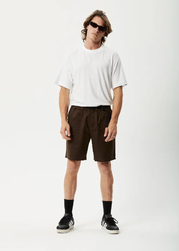 Men's side - stripe casual track pants for a sporty look AFENDS Mens Cabal - Elastic Waist Shorts - Coffee