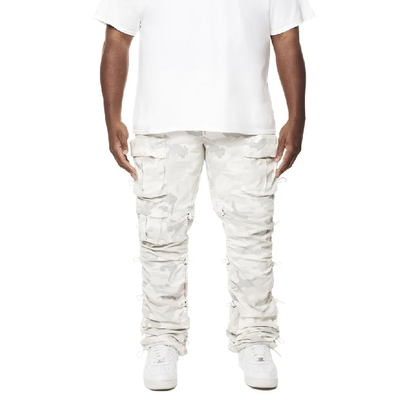 Men's relaxed fit casual chino pants for weekend brunches Big and Tall - Utility Bungee Twill Pants - White Camo