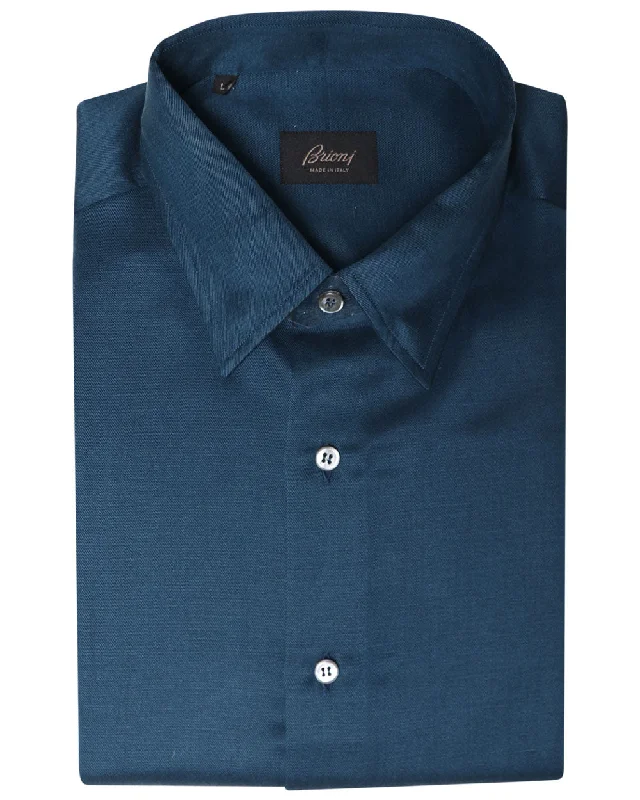 Men's Embroidered Detail Casual Shirts in Beige for a Touch of Elegance Sapphire Blue Silk Blend Sportshirt