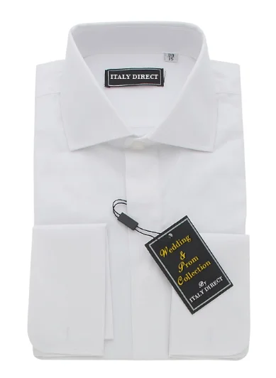 Men's Embroidered Detail Casual Shirts in Beige for a Touch of Elegance White French Cuff Classic Fit Dress Shirt