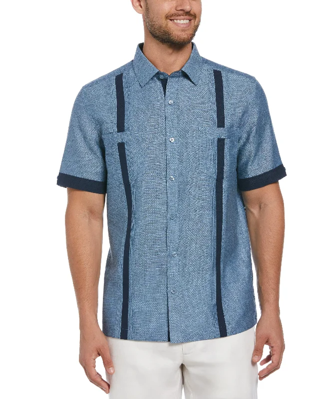 Men's Button - Down Oxford Casual Shirts in Crisp White for a Classic and Versatile Style Fashion Double Pocket Guayabera Shirt