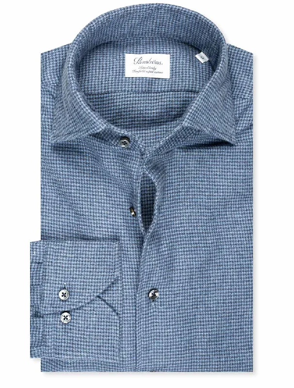 Men's Moisture - Wicking Performance Fabric Casual Shirts for Outdoor Activities Houndstooth Flannel Shirt Blue