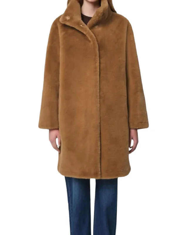 Blair Faux Fur Coat In Camel