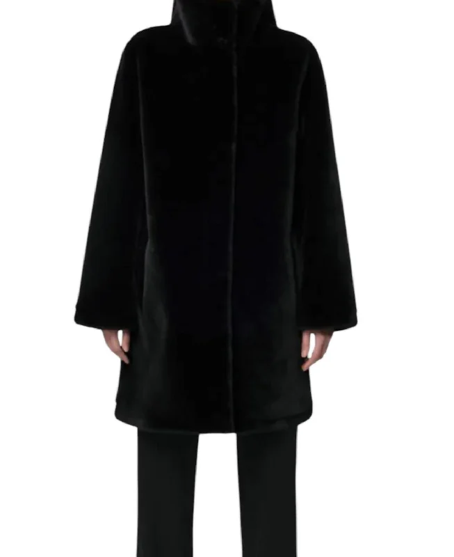 Blair Faux Fur Coat In Noir