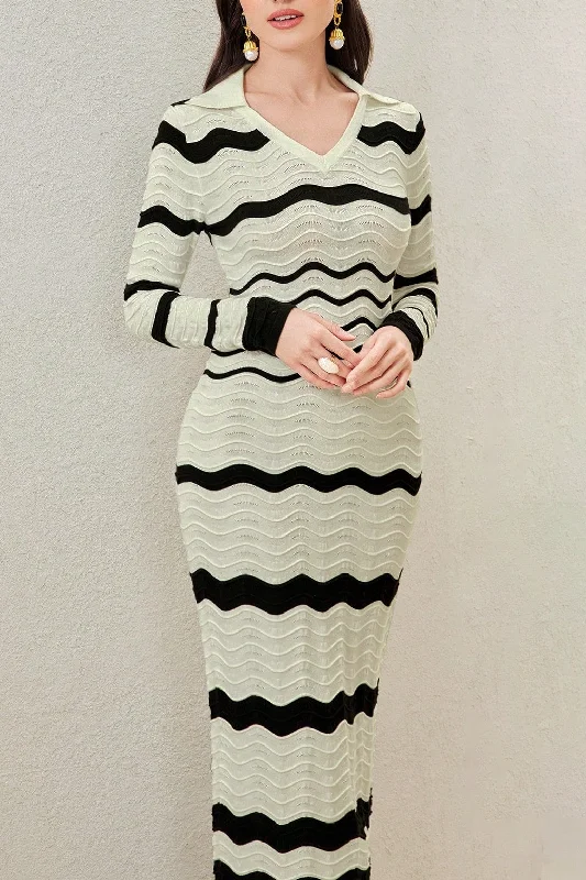 Basic Stripe Print Sweater Sweater Dress