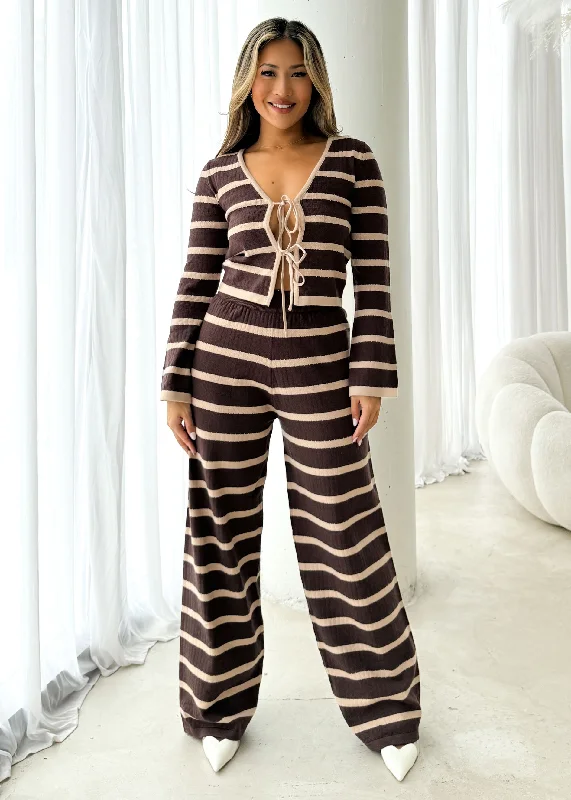 Rayla Knit Top - Choc Stripe